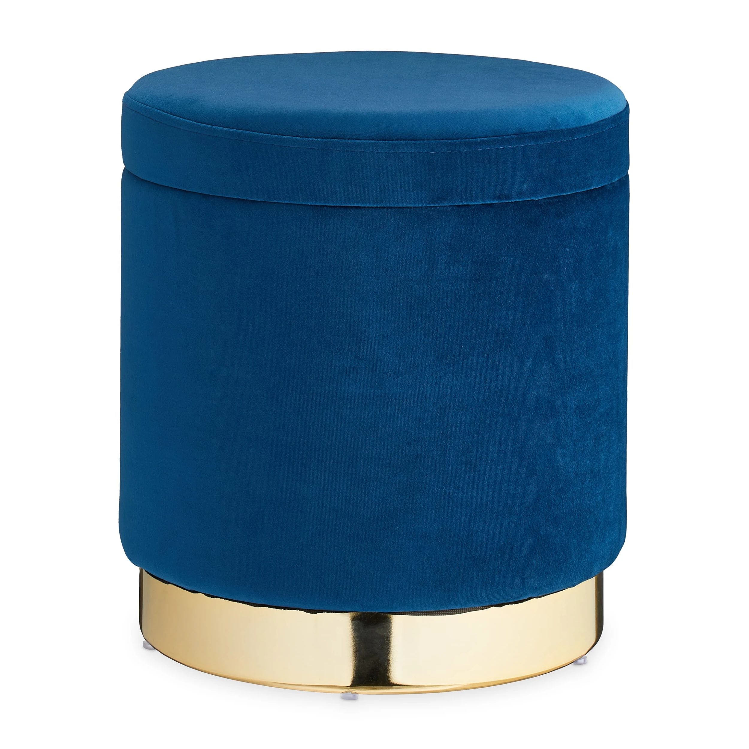 Relaxdays Samthocker In Blau/Gold - (H)41,5 X Ă 37 Cm