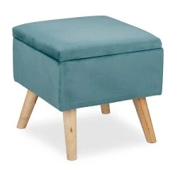 Relaxdays Samthocker In Türkis - (B)40 X (H)40 X (T)40 Cm