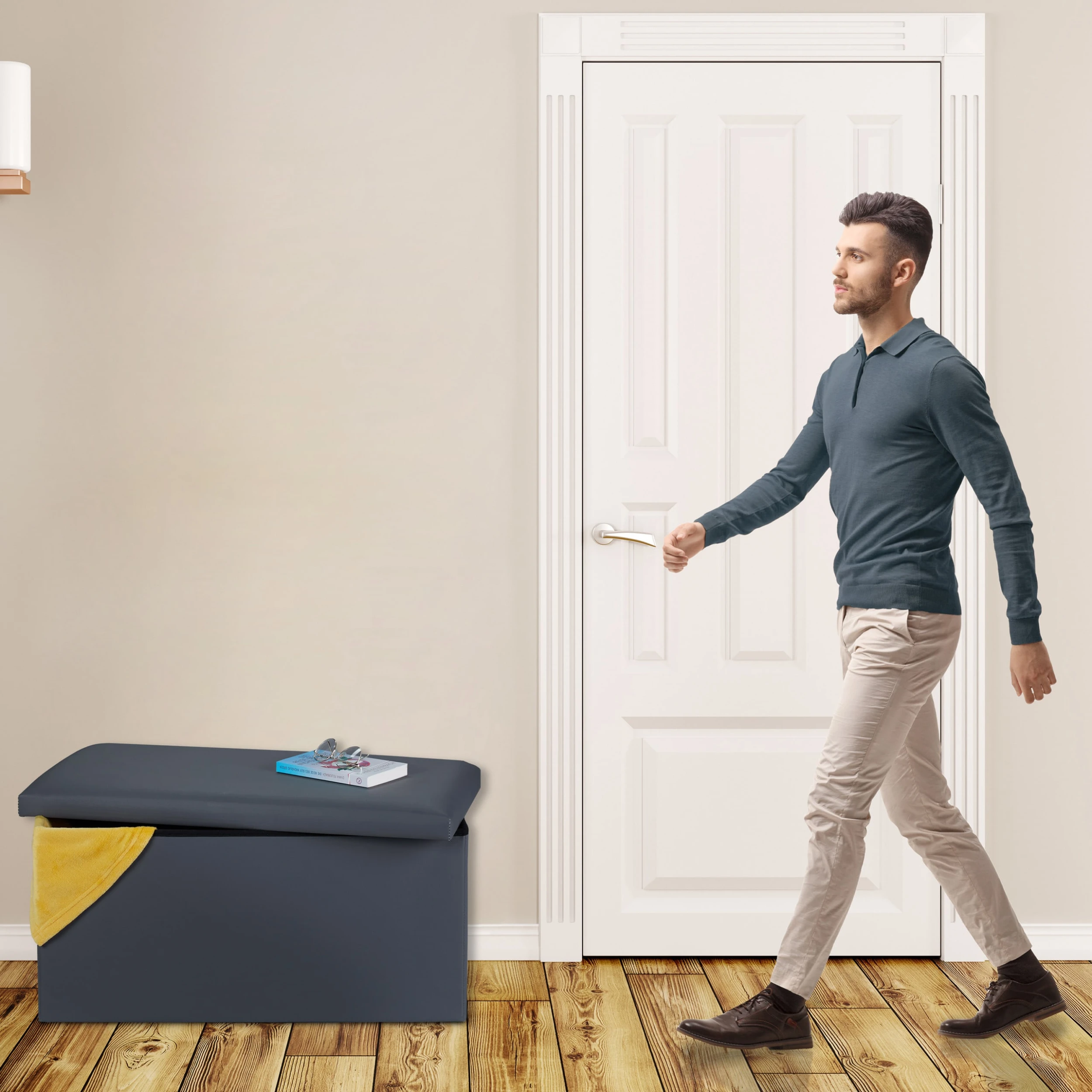 Relaxdays Sitzbank In Dunkelgrau - (B)76,5 X (H)37,5 X (T)38,5 Cm - Image 3