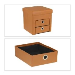 Relaxdays Sitzhocker In Braun - (B)37,5 X (H)38 X (T)37,5 Cm