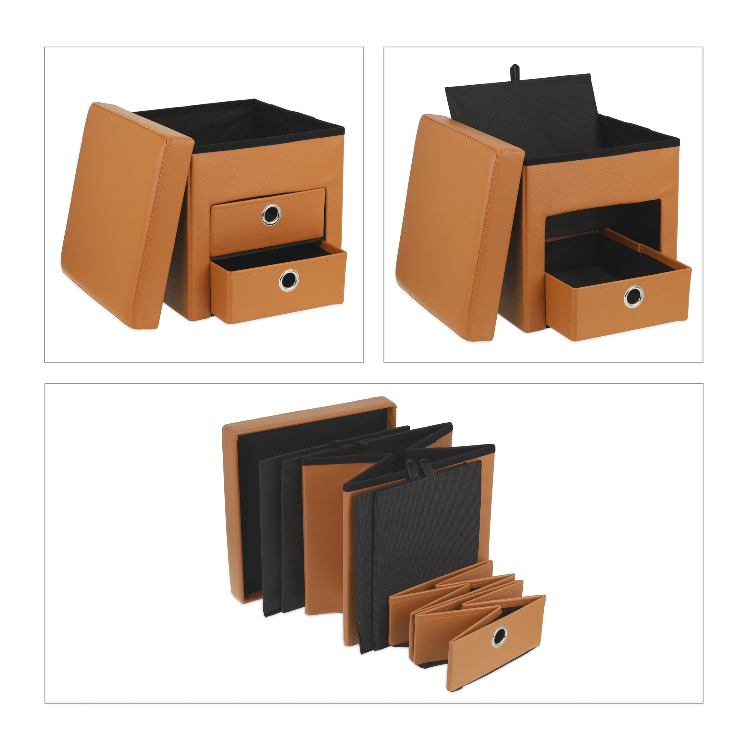 Relaxdays Sitzhocker In Braun - (B)37,5 X (H)38 X (T)37,5 Cm - Image 6