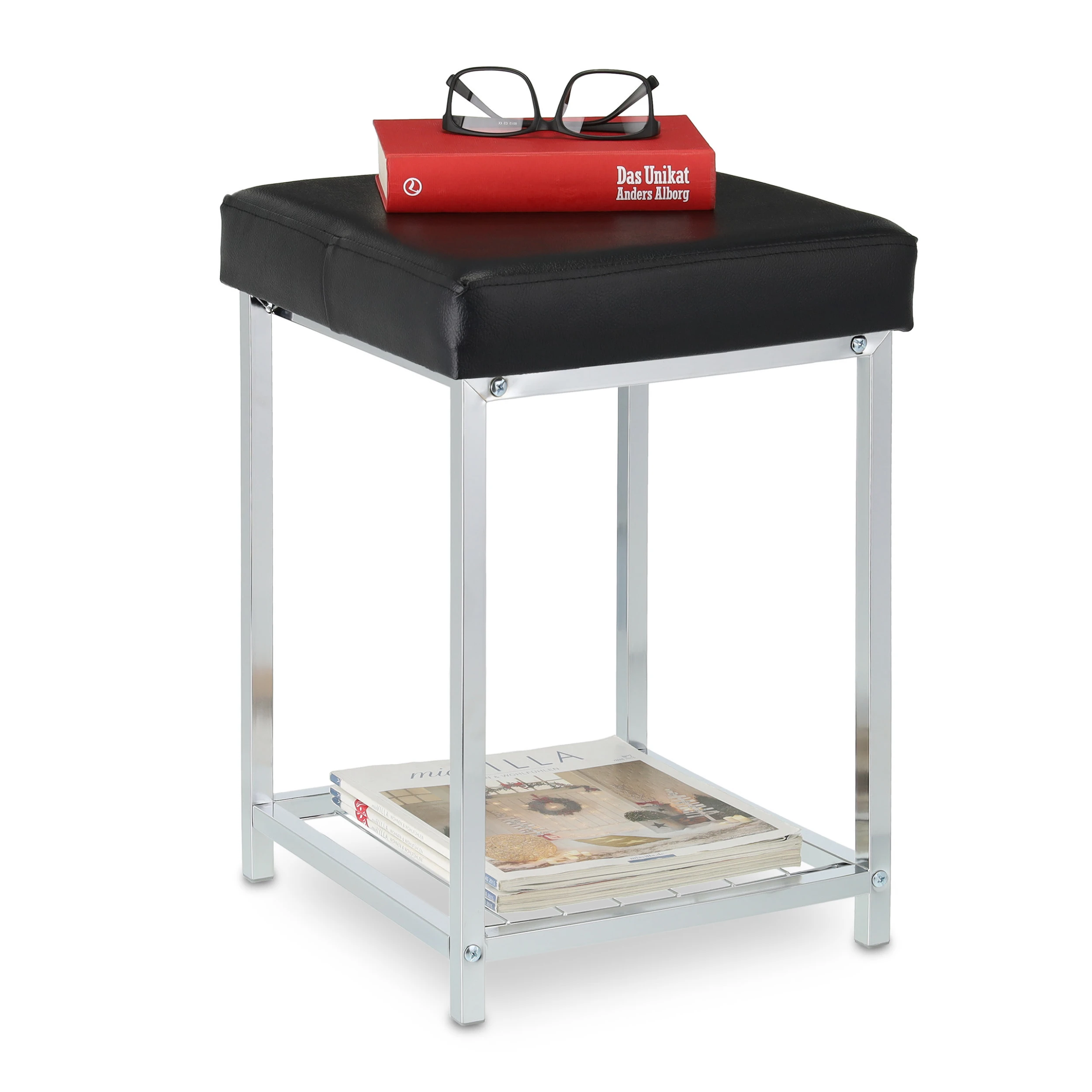 Relaxdays Sitzhocker In Schwarz - (B)33 X (H)47 X (T)33 Cm - Image 8