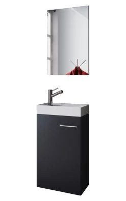 VCM Waschplatz Waschbecken Spiegel Garla In Schwarz